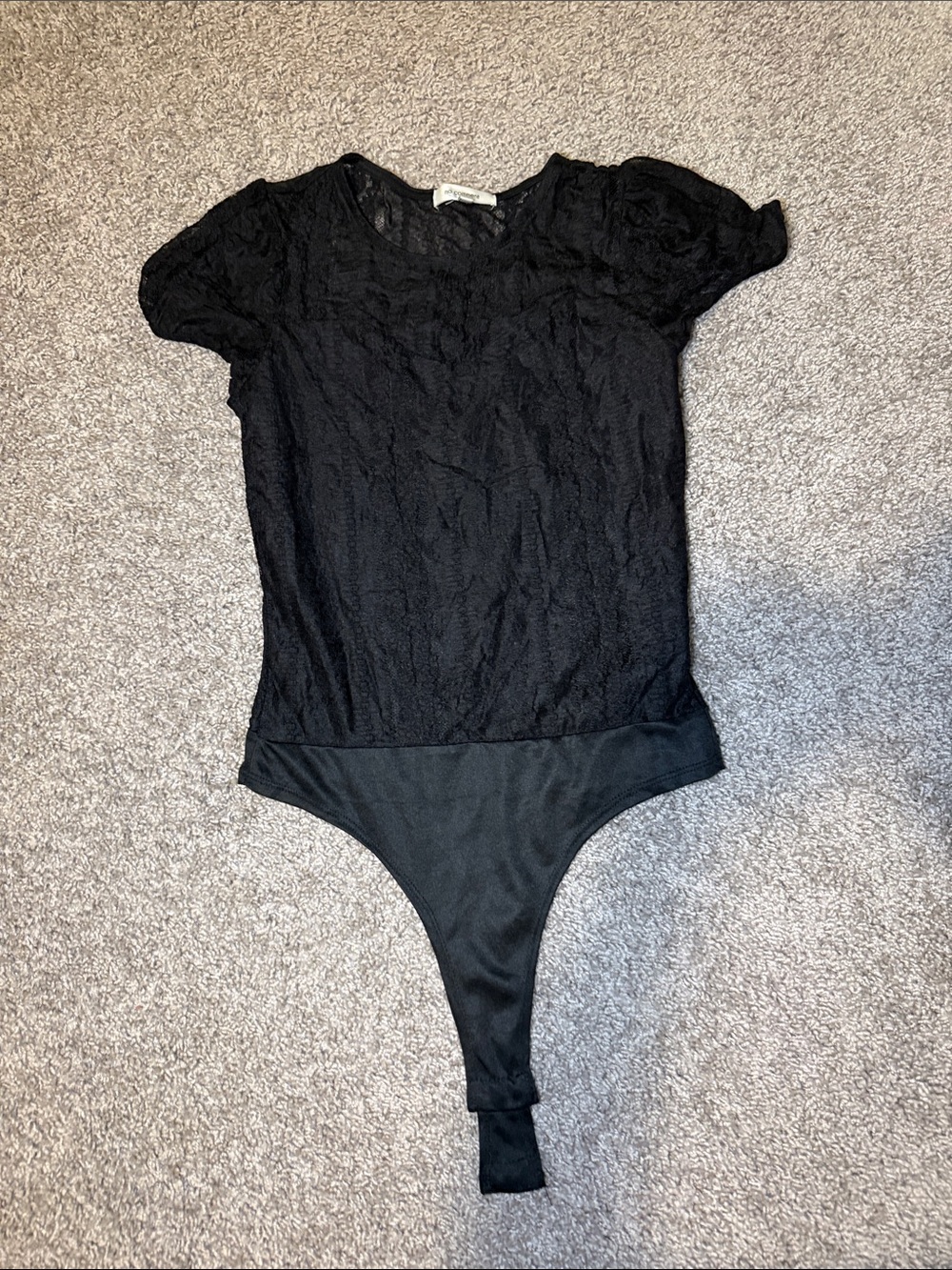 Black Lace Short-Sleeve Bodysuit